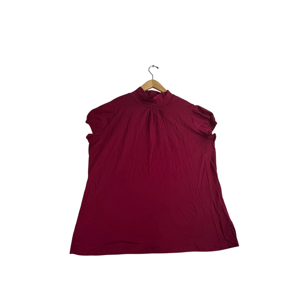Cato Magenta Pink Mock Neck Puff Sleeve Keyhole Back Knit Top XL